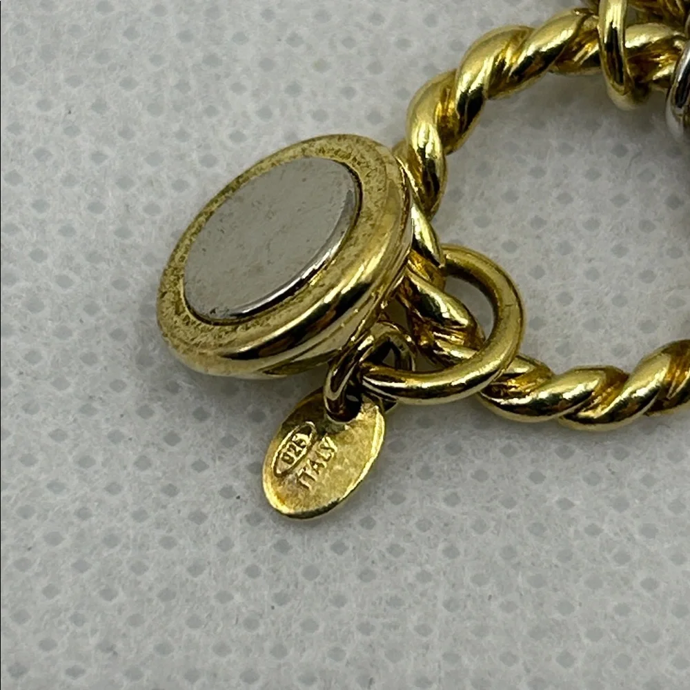 NWOT Magnetic Closure Tri Color Designer Bracelet Made In Italy